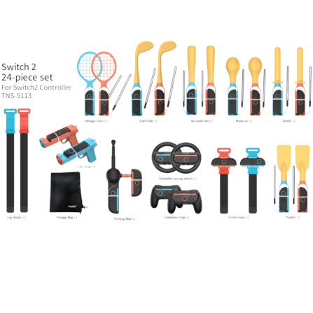 ชุดอุปกรณ์เสริมเกมกีฬา JOY-CON  24IN1 DOBE TNS-5113 พร้อมกระเป๋าเก็บ_5